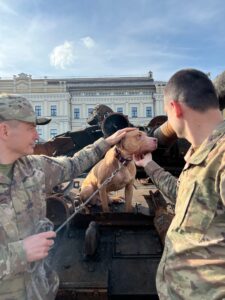 Athos over a russian tank. They were loved by ukranian heroes. Red nose Pitbull